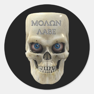Skull Face Molon Labe Runder Aufkleber