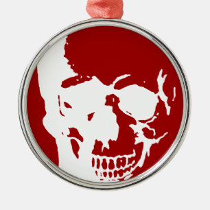 Skull - Fantasy Art aus dem Roten und Weißen Metal Ornament Aus Metall