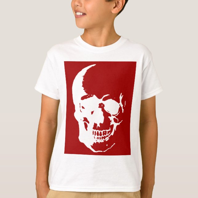 Skull - Fantasy Art aus dem Roten und Weißen Metal T-Shirt (Vorderseite)