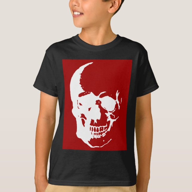 Skull - Fantasy Art aus dem Roten und Weißen Metal T-Shirt (Vorderseite)