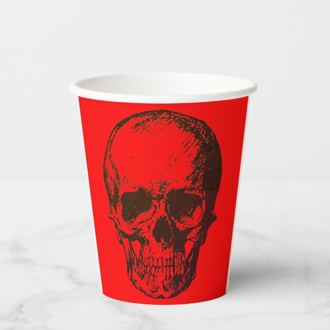 Skull Fantasy Pop Art Rock Punk Heavy Metal Rot Pappbecher (Vorderseite)