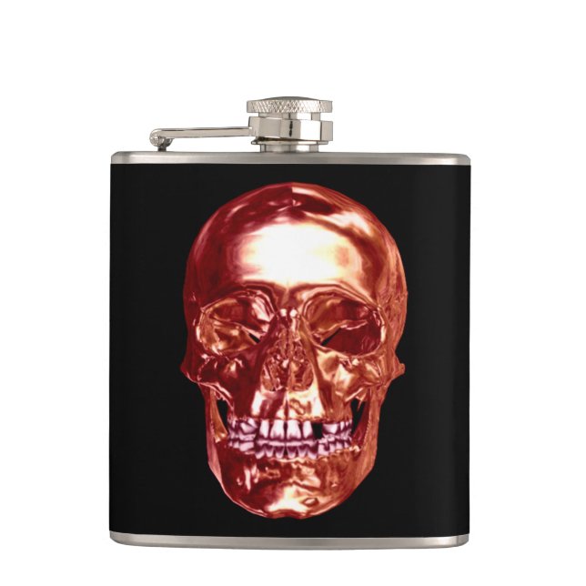 Skull-Flask Red Chrome Flachmann (Vorderseite)