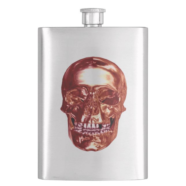 Skull-Flask Red Chrome Flachmann (Vorderseite)