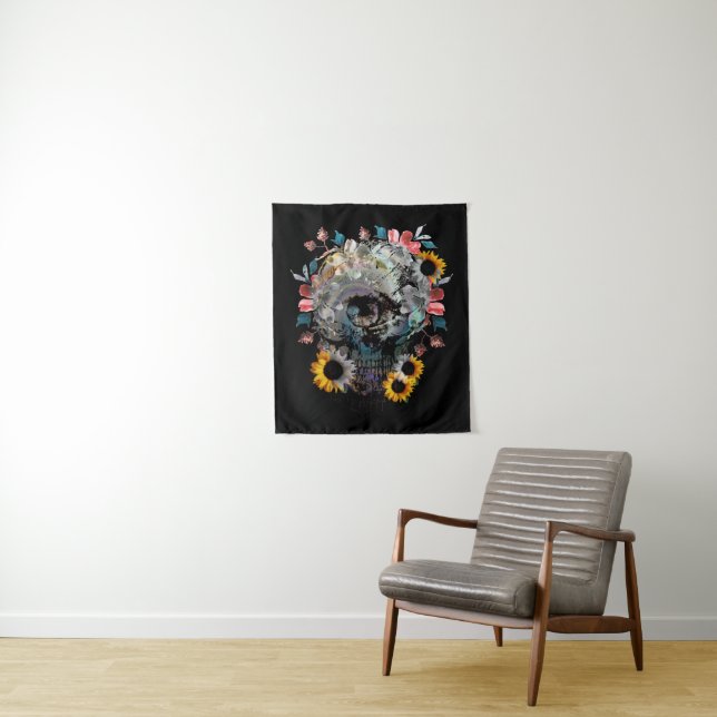 SKULL FLORAL BLUME WANDTEPPICH (Beispiel)