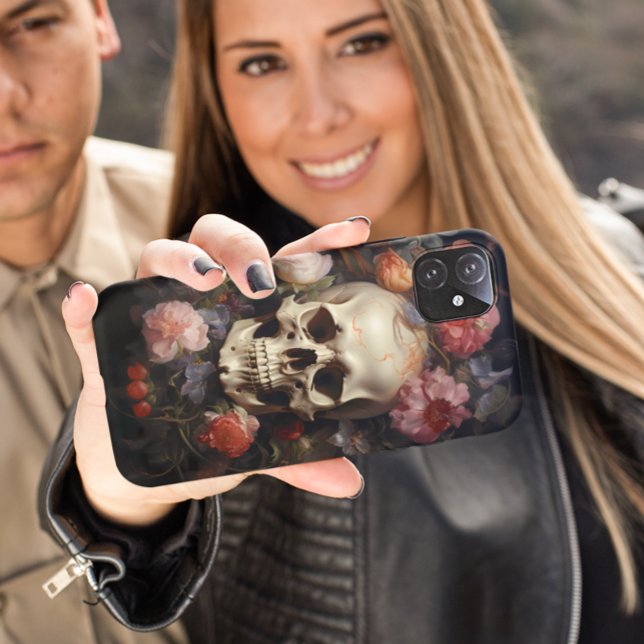 Skull Floral Roses Flower Case-Mate iPhone Hülle (Von Creator hochgeladen)