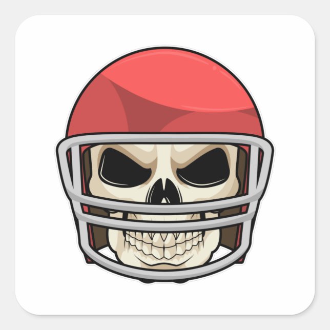 Skull Football Helm Quadratischer Aufkleber (Vorderseite)