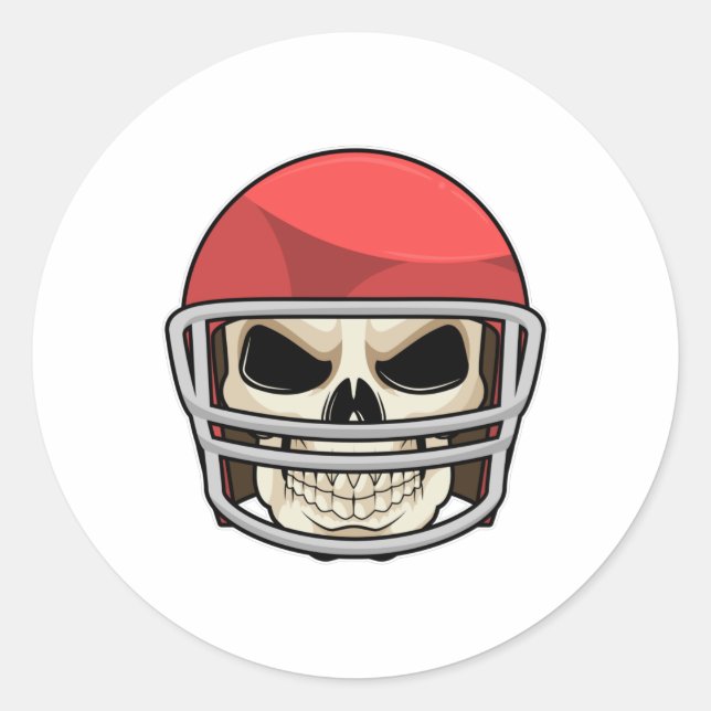 Skull Football Helm Runder Aufkleber (Vorderseite)
