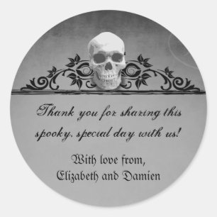 Skull Frame Halloween Hochzeit Runder Aufkleber