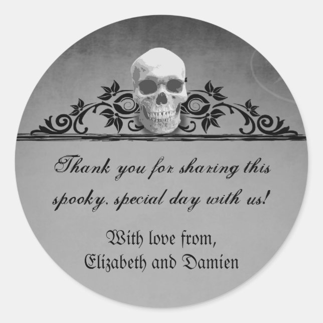 Skull Frame Halloween Hochzeit Runder Aufkleber (Vorderseite)