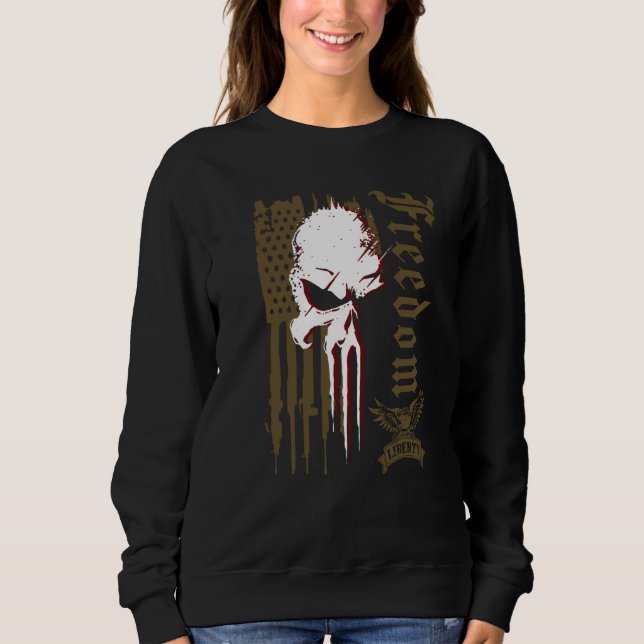 Skull Freedom Liberty In The USA Patriot Flag Hono Sweatshirt (Vorderseite)