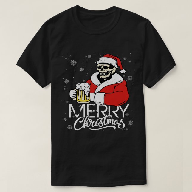 Skull Frory Weihnachten Schädel Hat Weihnachtsmann T-Shirt (Design vorne)