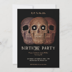 Skull Funny Brown Gothic Geburtstag RIP zu seinen  Einladung