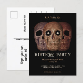 Skull Funny Brown Gothic Geburtstag RIP zu seinen Einladungspostkarte