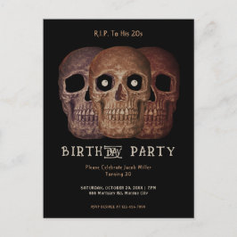 Skull Funny Brown Gothic Geburtstag RIP zu seinen  Einladungspostkarte