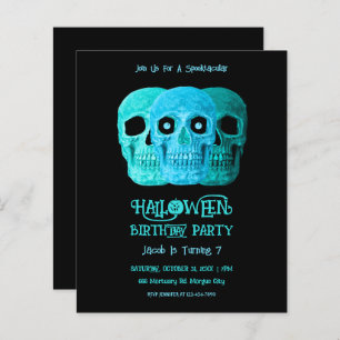 Skull Funny GothBlue Aquamarin Halloween Budget
