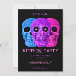 Skull Funny Lila gothic GeburtstagsRIP zu ihren 20 Einladung