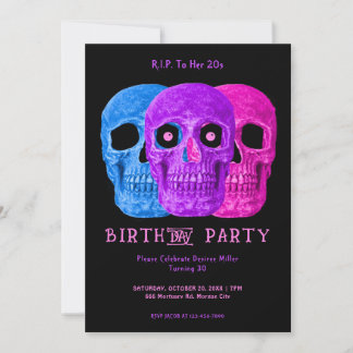 Skull Funny Lila gothic GeburtstagsRIP zu ihren 20 Einladung