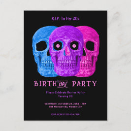 Skull Funny Lila gothic GeburtstagsRIP zu ihren 20 Einladungspostkarte