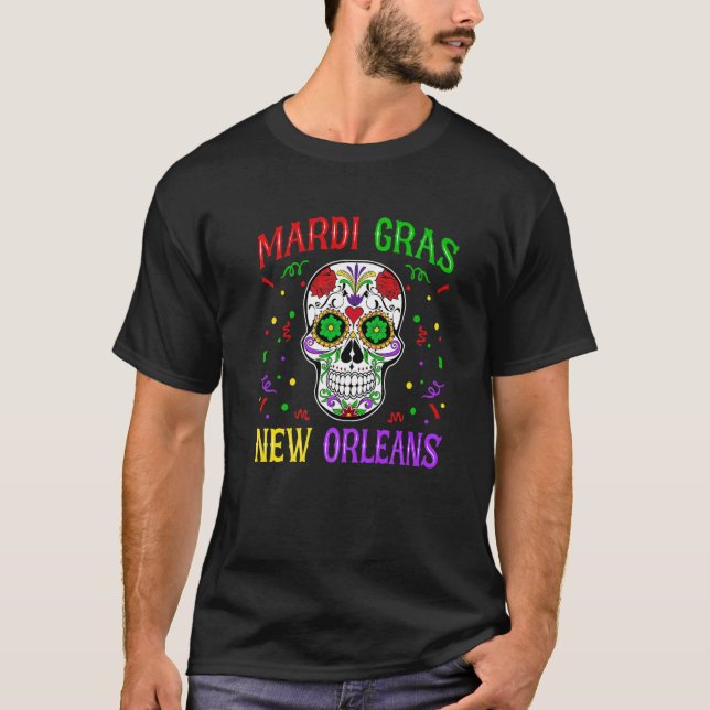 Skull Funny Mardi Gras Carnival Party New Orleans  T-Shirt (Vorderseite)