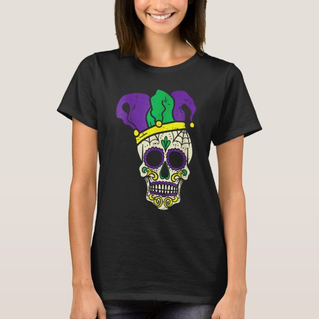 Skull Funny Mardi Gras New Orleans Carnival Men Bo T-Shirt (Vorderseite)