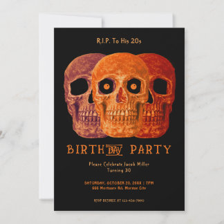 Skull Funny Orange Gothic Geburtstag RIP zu seinen Einladung