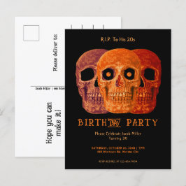 Skull Funny Orange Gothic Geburtstag RIP zu seinen Einladungspostkarte