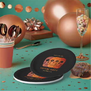 Skull Funny Orange Gothic Geburtstag RIP zu seinen Pappteller