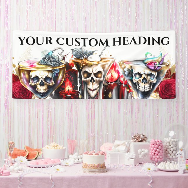 Skull Gesicht Cocktail Happy Hour Erwachsenen Mart Banner (Party)