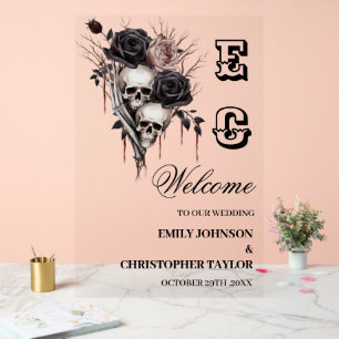 Skull-Gothic-Akryllische Hochzeitszeichen Acrylschild