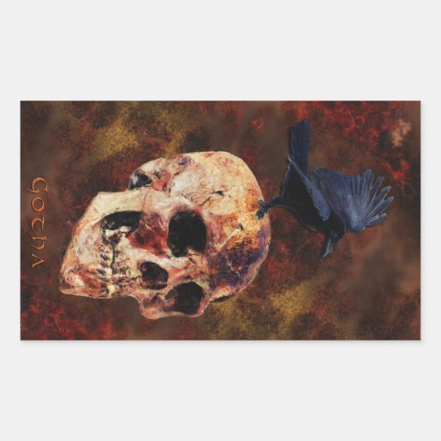 Skull & Gothic Crow Fantasy Art Stickers (Vorderseite)