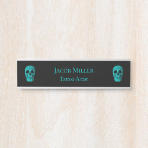Skull Gothic Dark Aquamarin Black Macabre Tattoo S Türschild