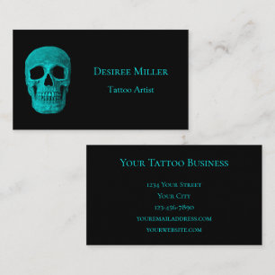 Skull Gothic Dark Aquamarin Black Tattoo Shop Visitenkarte