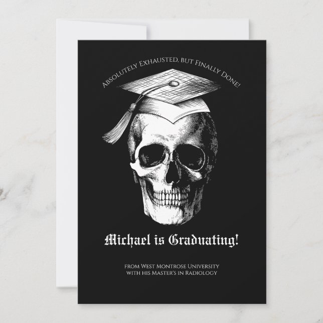 Skull Gothic Graduation Party Radiology Einladung (Vorderseite)