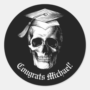 Skull Gothic Graduation Party Radiology Runder Aufkleber