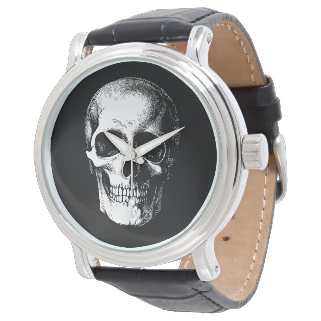Skull Gothic Halloween Hochzeitschau Armbanduhr (Schrägansicht)