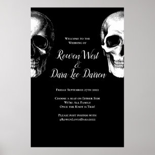 Skull Gothic Halloween Hochzeitsfeier Zeichen Poster