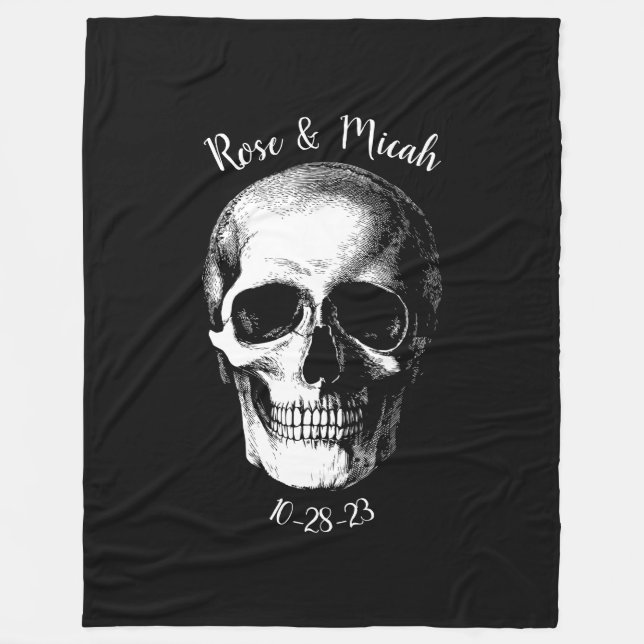 Skull Gothic Halloween Hochzeitsleder Fleecedecke (Vorderseite)