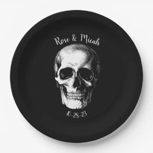 Skull Gothic Halloween Hochzeitspapier-Teller Pappteller