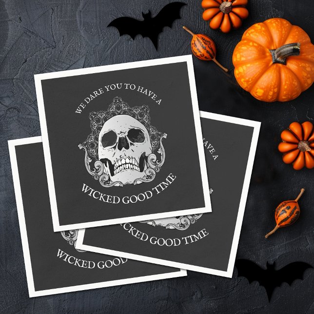 Skull Gothic Halloween-Party Serviette (Skull Gothic Halloween Party Napkins)