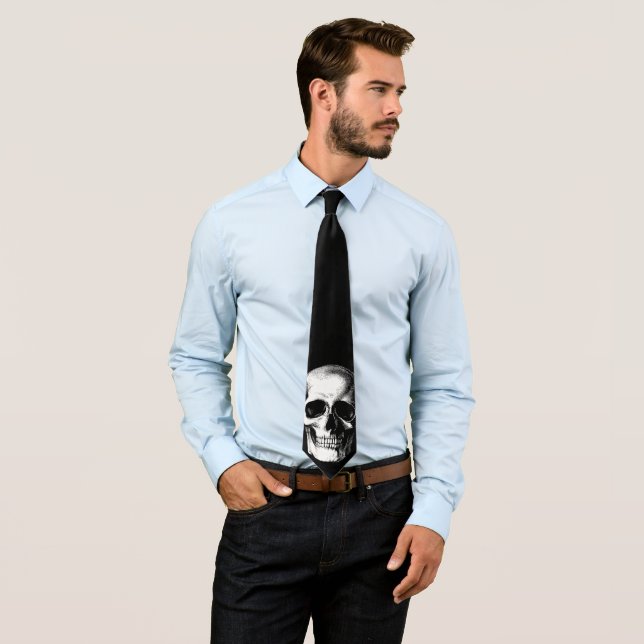 Skull Gothic Halloween Wedding Men's Necktie Krawatte (Beispiel)