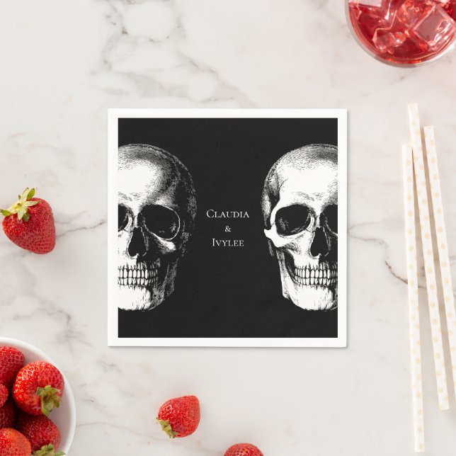 Skull Gothic Halloween Wedding Napkins Serviette (Beispiel)