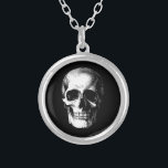 Skull Gothic Halloween Wedding Necklace Versilberte Kette<br><div class="desc">Laden Sie die,  die Sie Liebe zu sehen,  Sie Sprichwort bis zum Tod tun uns Teil mit unserem gotischen Schädel Halloween Hochzeitsthema.  Diese Schädelketten sind perfekt für Ihren gotischen Hochzeitstag.  Passen Sie die Hintergrundfarbe und die Wörter an,  um sie zu Ihrem eigenen zu machen.</div>
