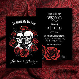 Skull gothic mit Rose Hochzeit Save The Date