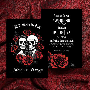 Skull gothic mit Rose Hochzeit Save The Date