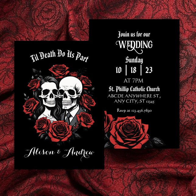 Skull gothic mit Rose Hochzeit Save The Date (Von Creator hochgeladen)