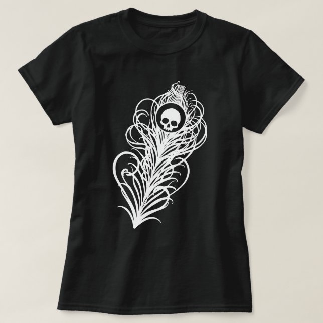 Skull Gothic Peacock Feather T-Shirt (Design vorne)