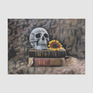 Skull Gothic Vintag Old Books Sonnenblumendesign Seidenpapier