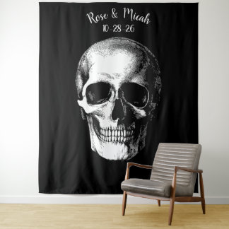 Skull Gothic Wedding Foto Hintergrund Wandteppich