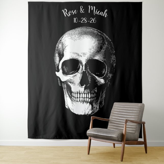 Skull Gothic Wedding Foto Hintergrund Wandteppich (Beispiel)