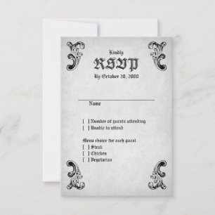 Skull Gothic Wedding RSVP Karte